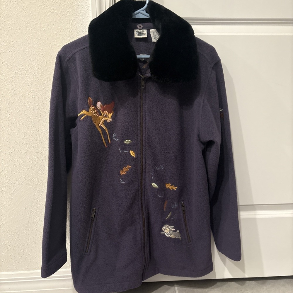 Disney Catalog Vintage Bambi And Thumper Women's Embroidered Jack Faux Fur Small